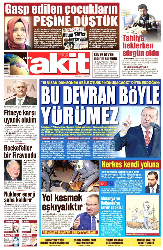 22 Mart 2017 gazete manşetleri - 761