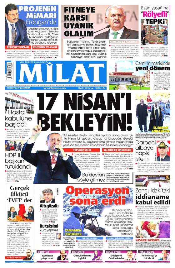 22 Mart 2017 gazete manşetleri - 766