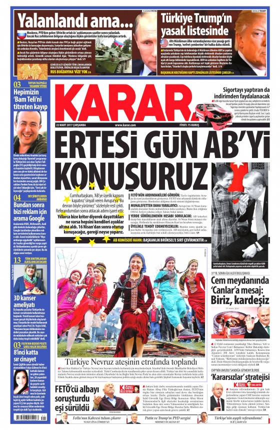 22 Mart 2017 gazete manşetleri - 770