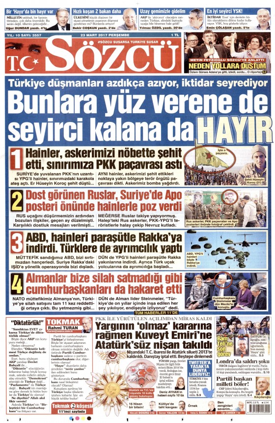 23 Mart 2017 gazete manşetleri - 15