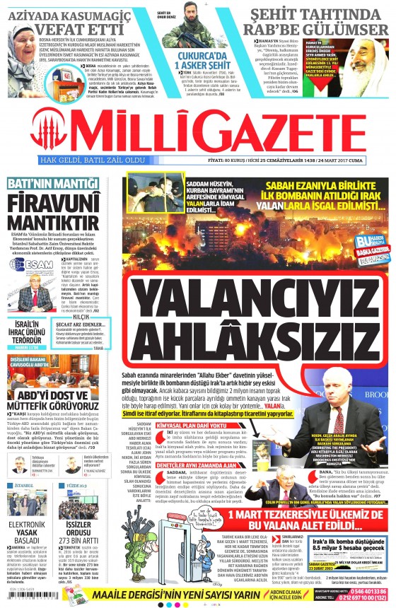 24 Mart 2017 gazete manşetleri - 1