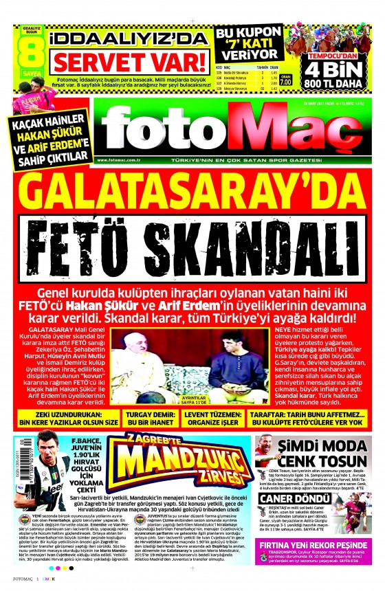 26 Mart 2017 gazete manşetleri - 16