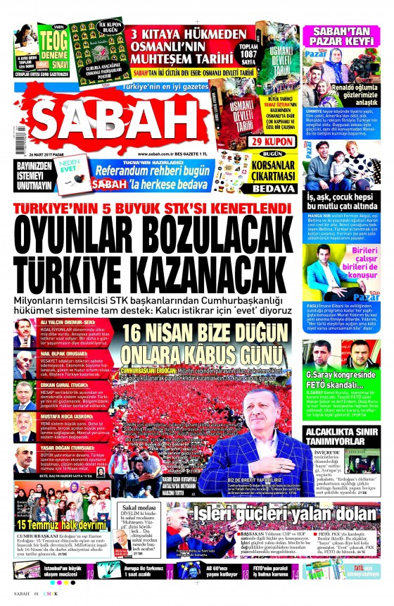 26 Mart 2017 gazete manşetleri - 14