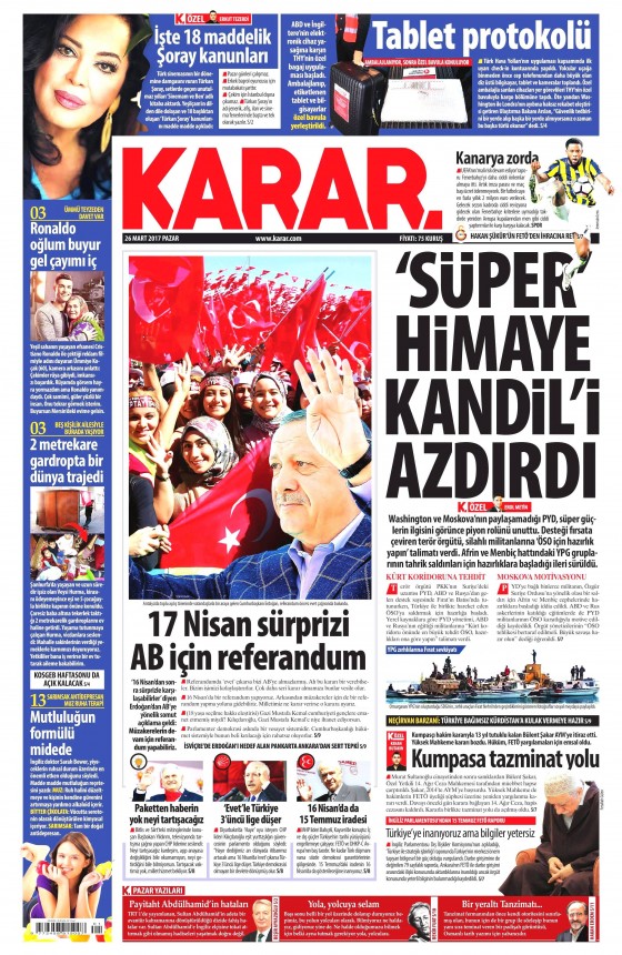 26 Mart 2017 gazete manşetleri - 18