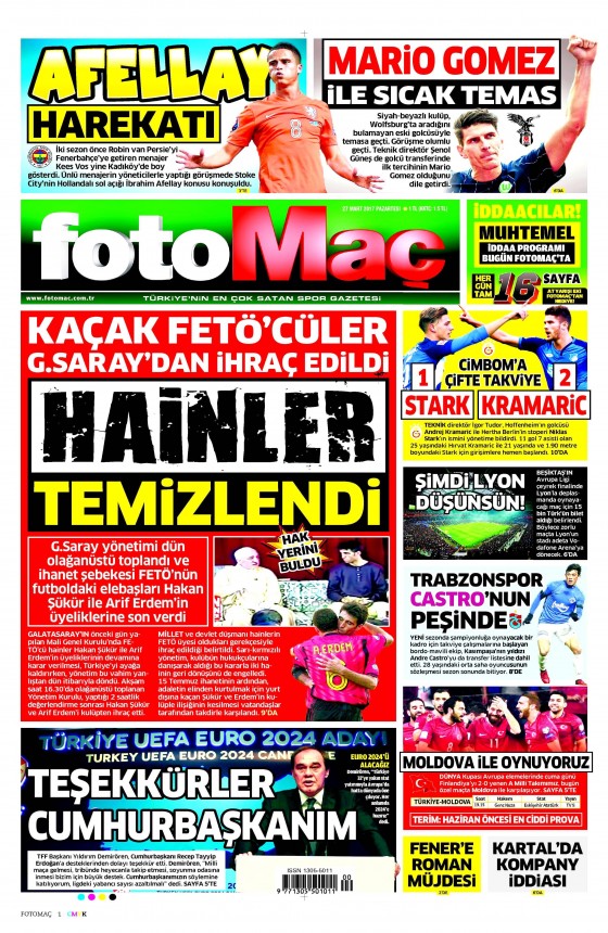 27 Mart 2017 gazete manşetleri - 16