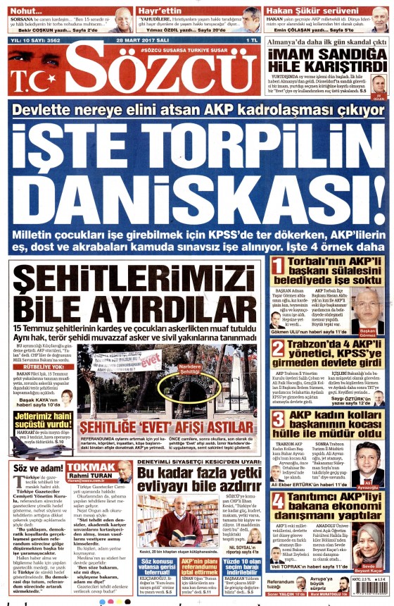 28 Mart 2017 gazete manşetleri - 20