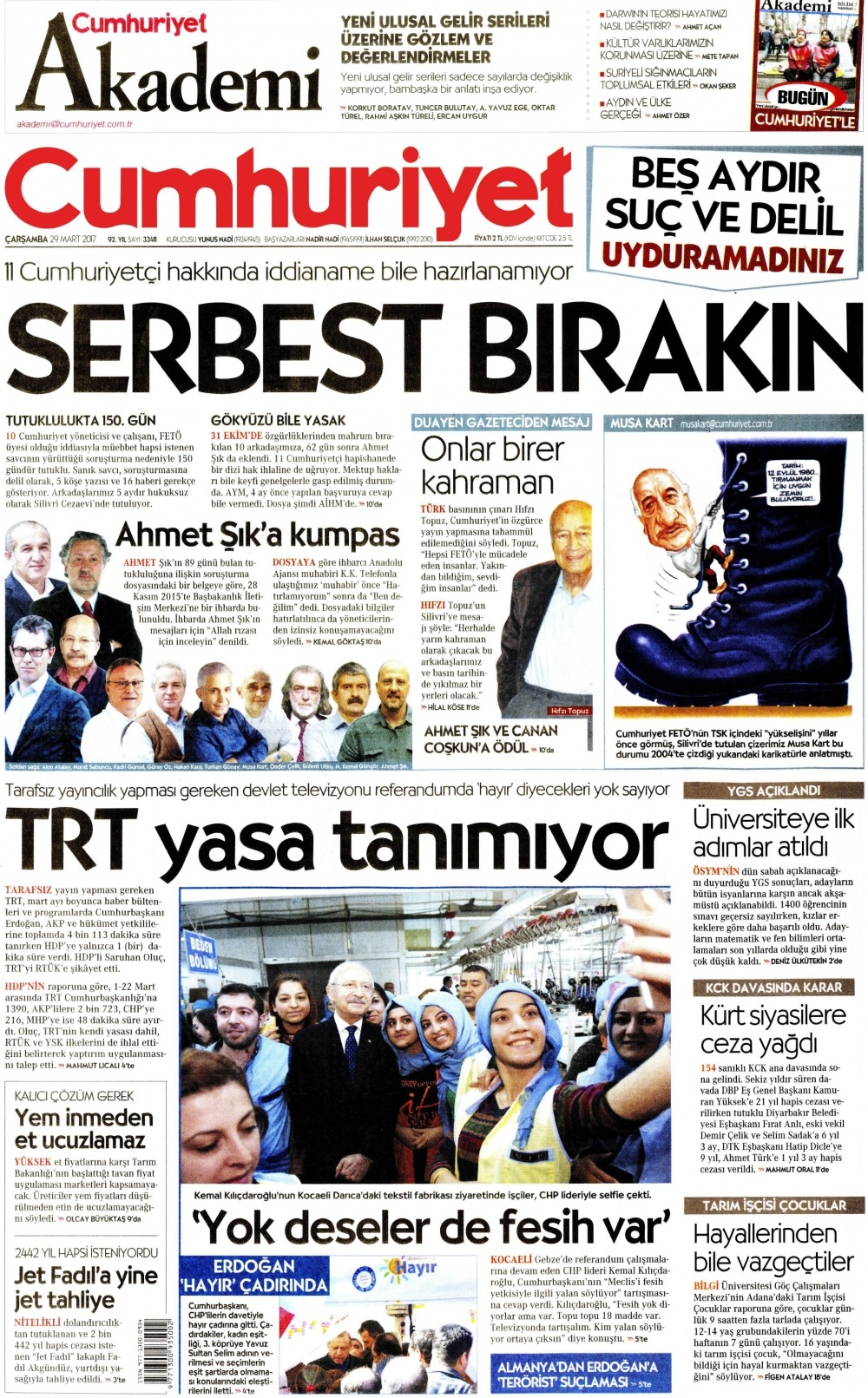 29 Mart 2017 gazete manşetleri - 8