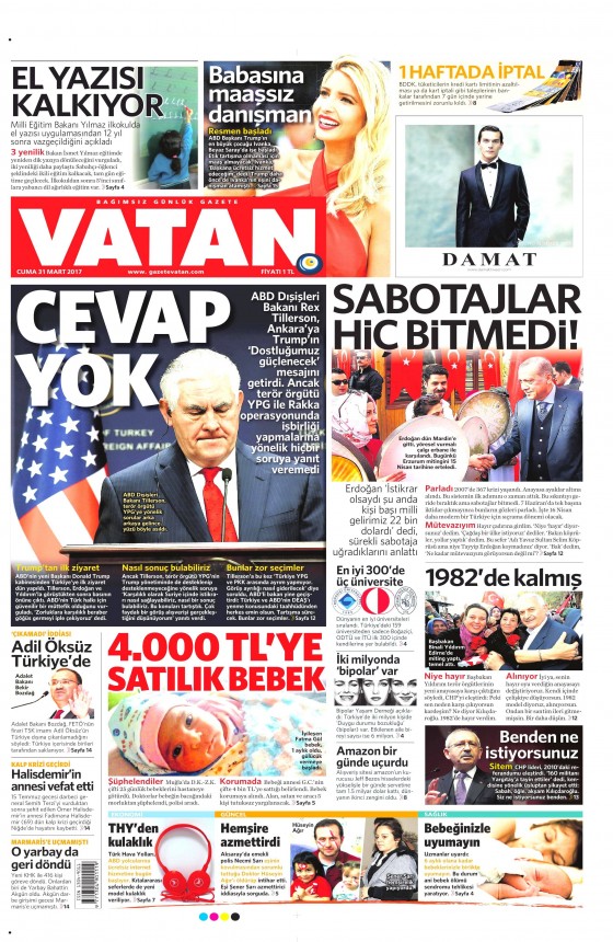 31 Mart 2017 gazete manşetleri - 15
