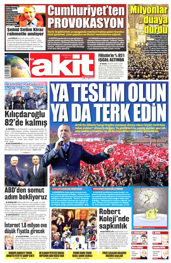 31 Mart 2017 gazete manşetleri - 19