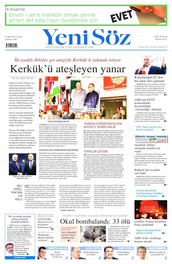 31 Mart 2017 gazete manşetleri - 23