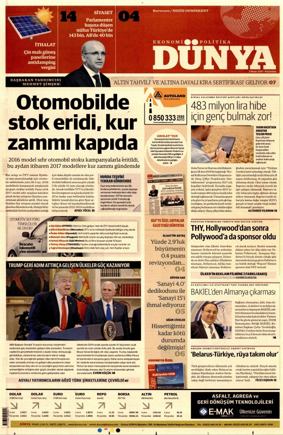 3 Nisan 2017 gazete manşetleri - 2