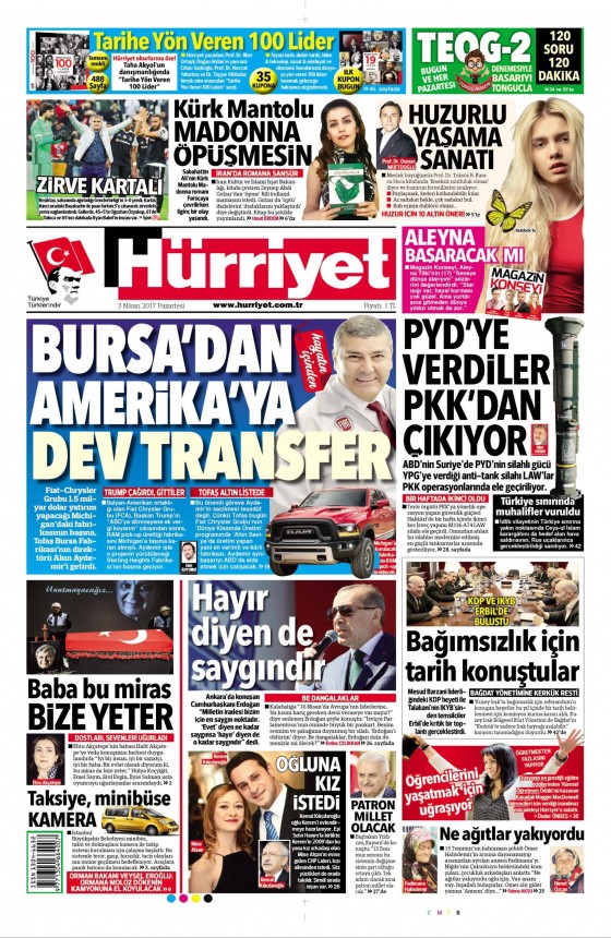 3 Nisan 2017 gazete manşetleri - 3