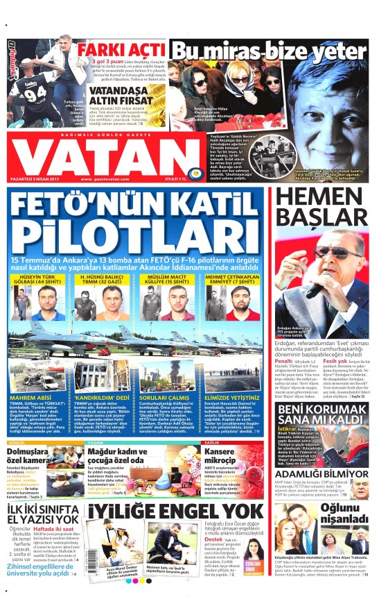 3 Nisan 2017 gazete manşetleri - 14