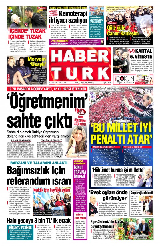 3 Nisan 2017 gazete manşetleri - 21