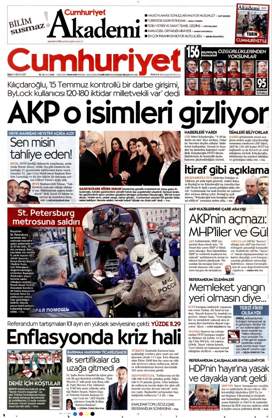 4 Nisan 2017 gazete manşetleri - 4