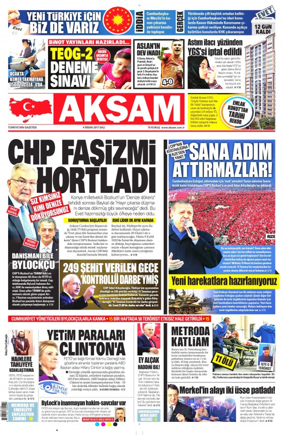 4 Nisan 2017 gazete manşetleri - 1