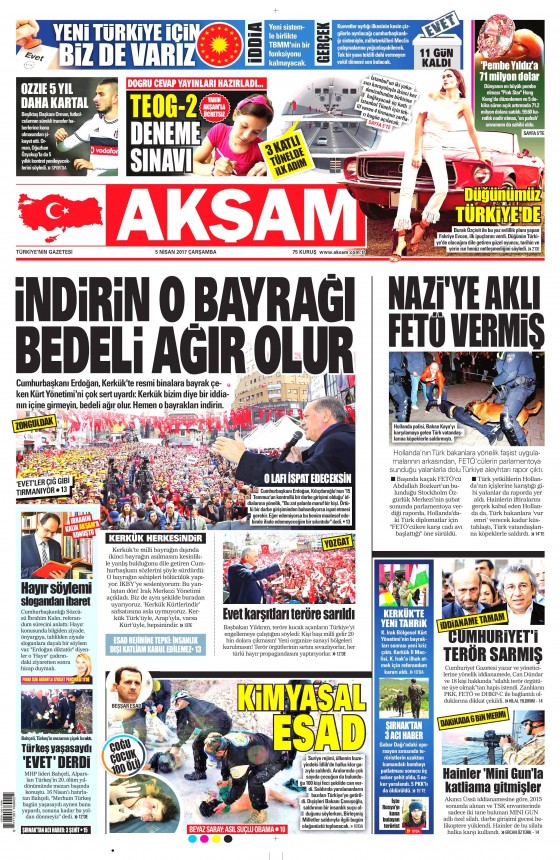 5 Nisan 2017 gazete manşetleri - 2