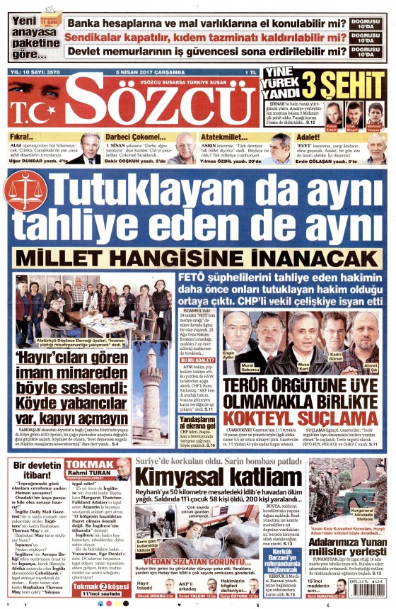 5 Nisan 2017 gazete manşetleri - 19