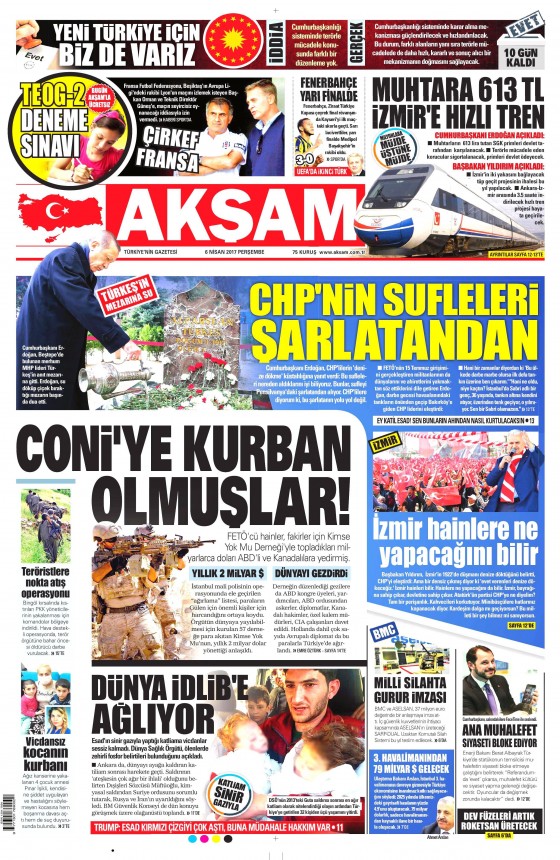 6 Nisan 2017 gazete manşetleri - 1
