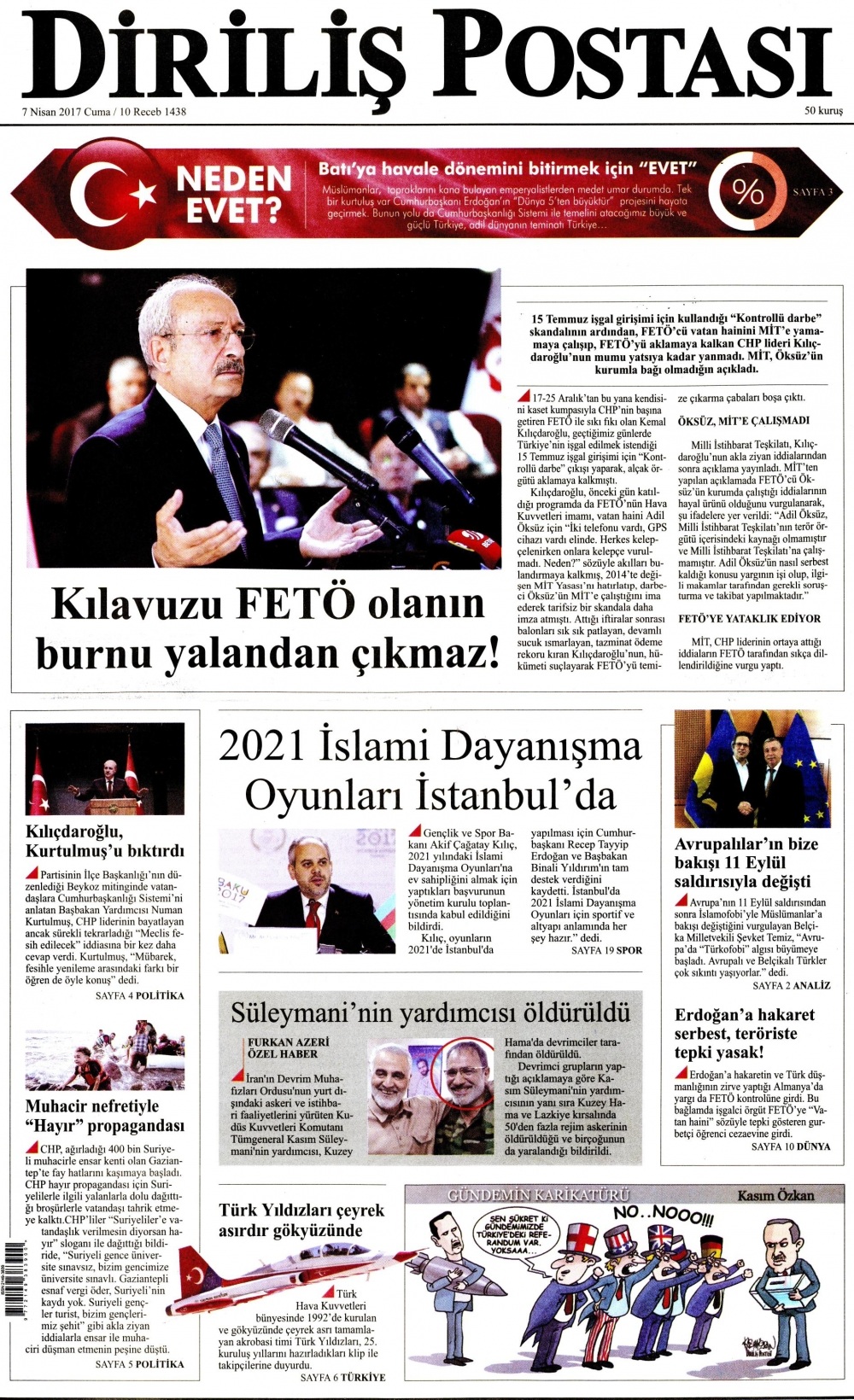 7 Nisan 2017 gazete manşetleri - 1