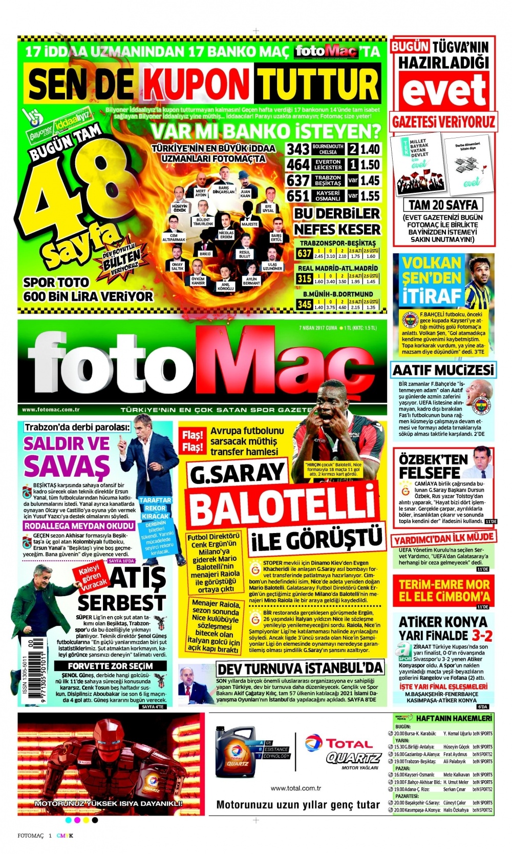 7 Nisan 2017 gazete manşetleri - 1