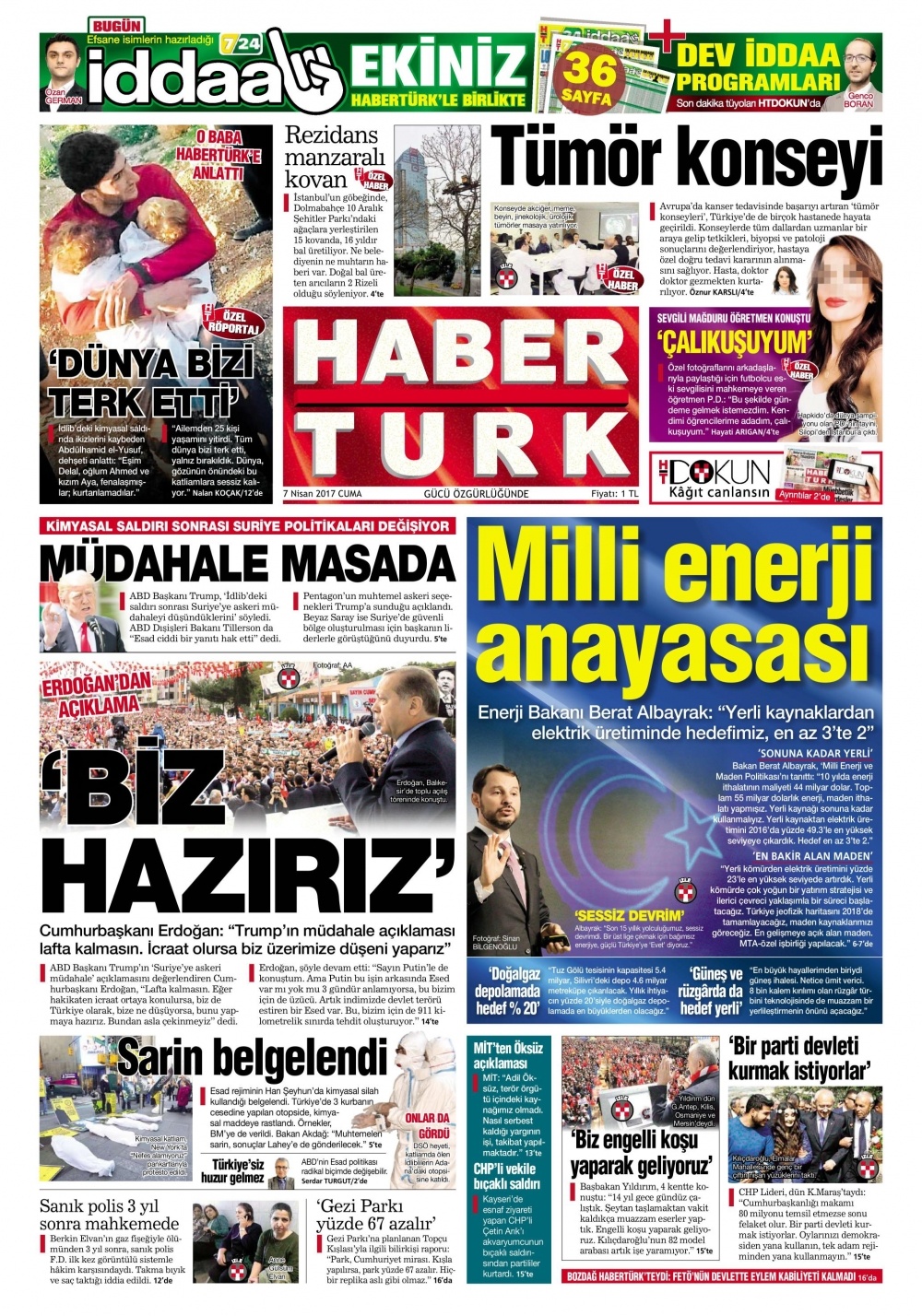 7 Nisan 2017 gazete manşetleri - 1