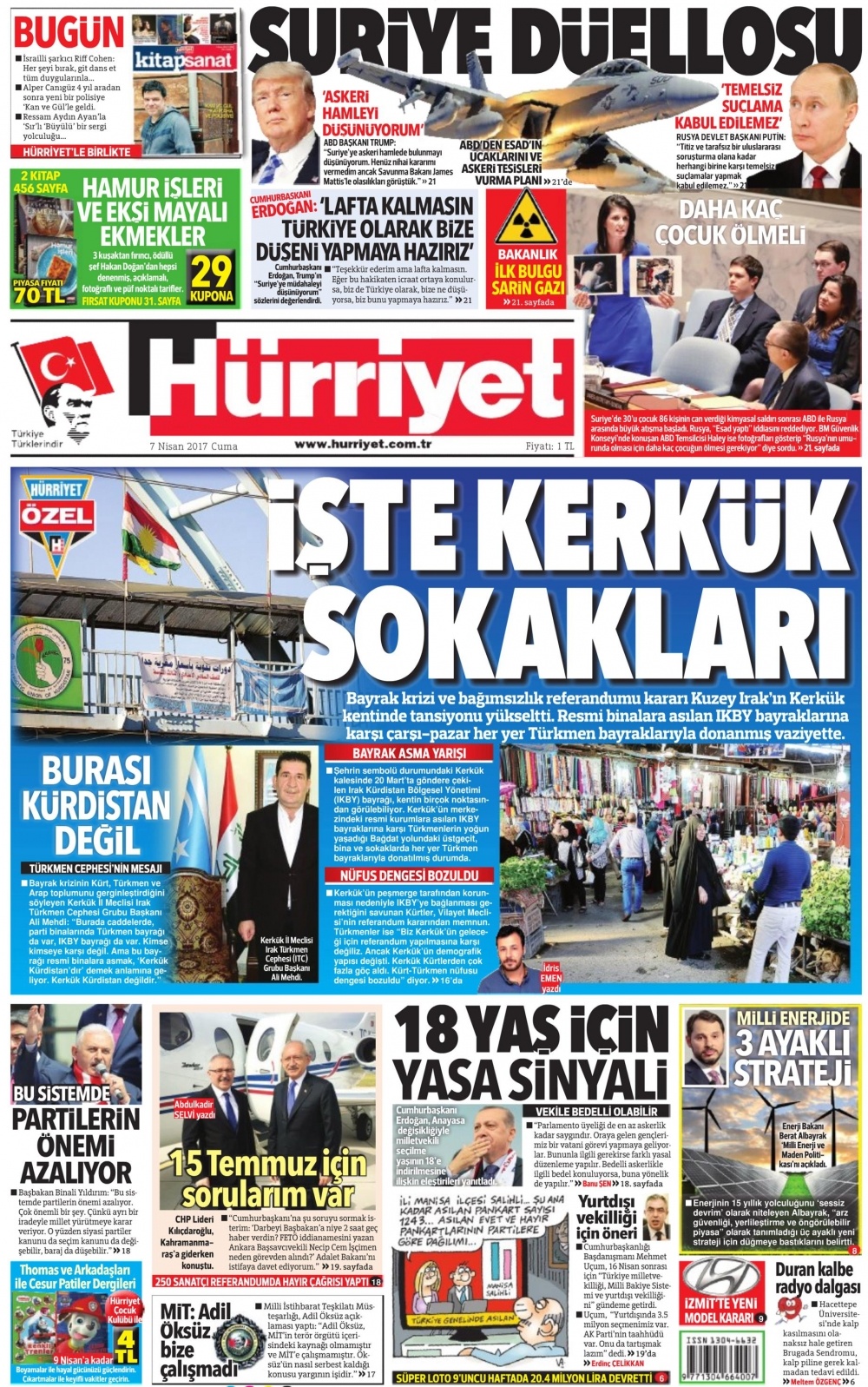 7 Nisan 2017 gazete manşetleri - 1