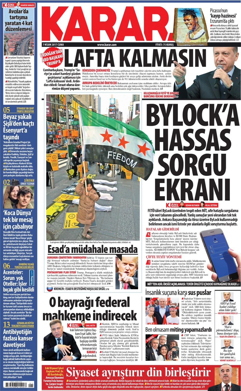 7 Nisan 2017 gazete manşetleri - 1