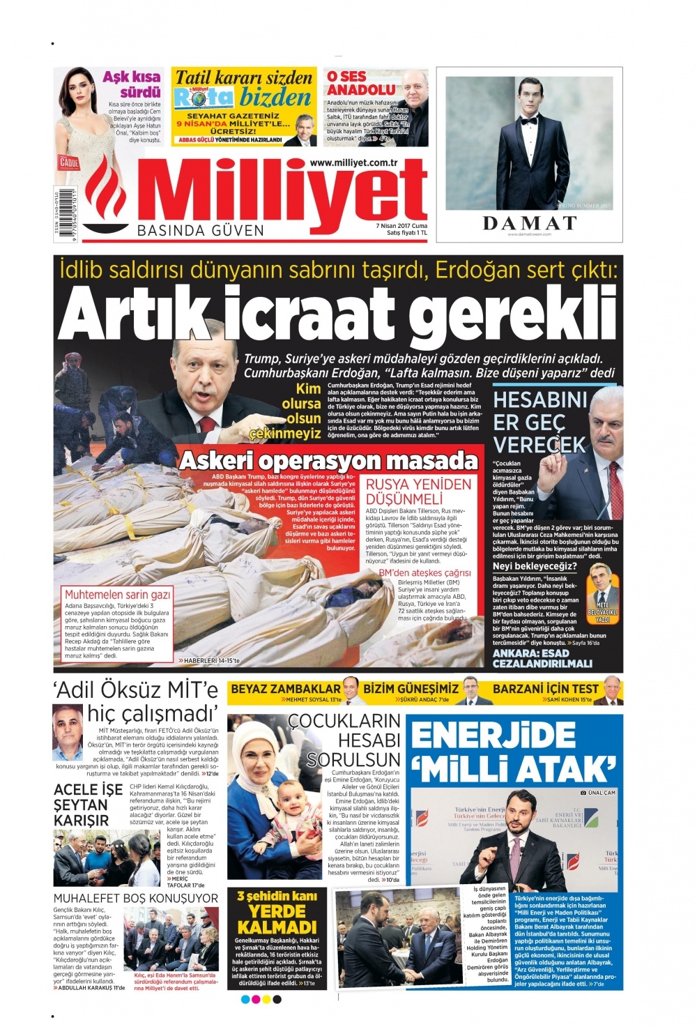 7 Nisan 2017 gazete manşetleri - 1