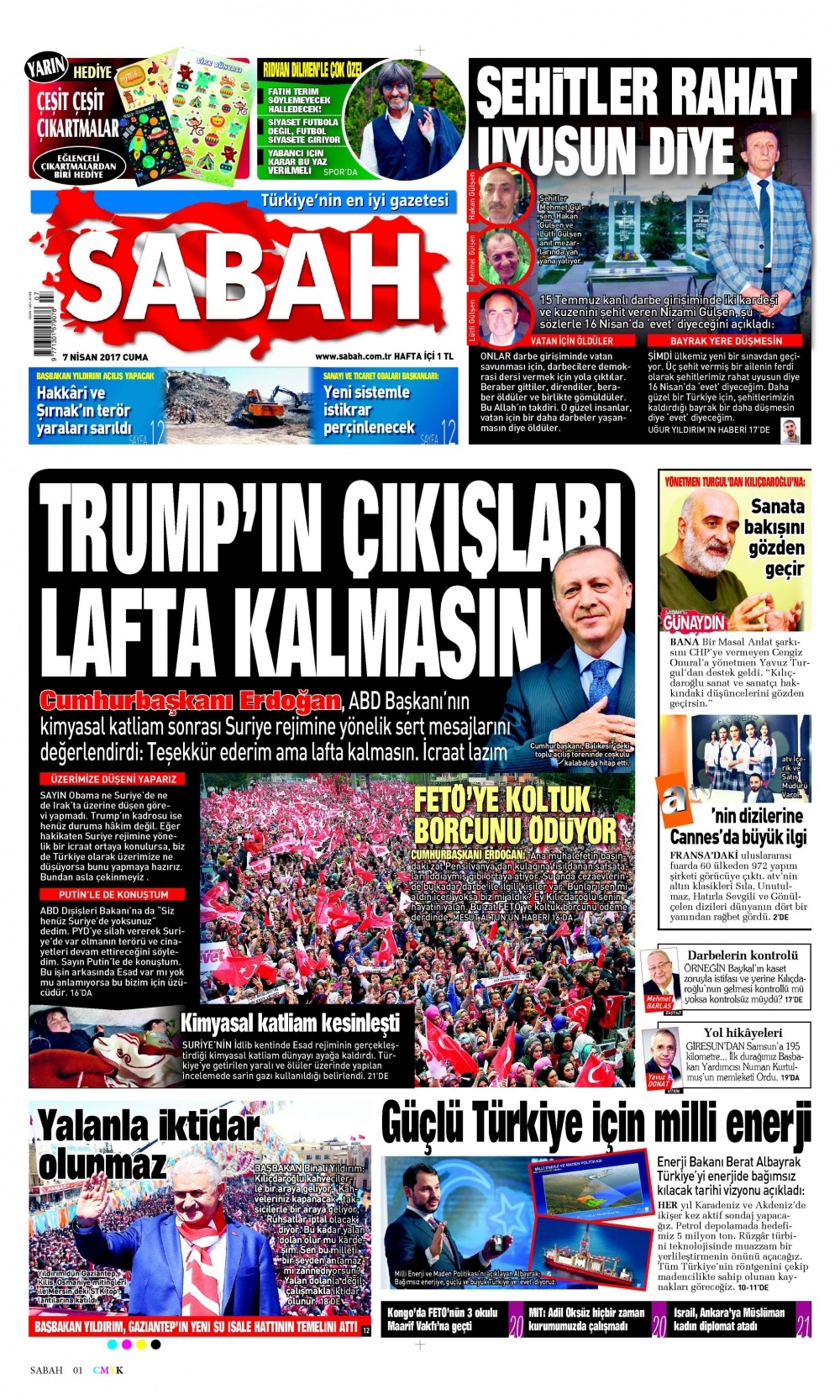 7 Nisan 2017 gazete manşetleri - 1