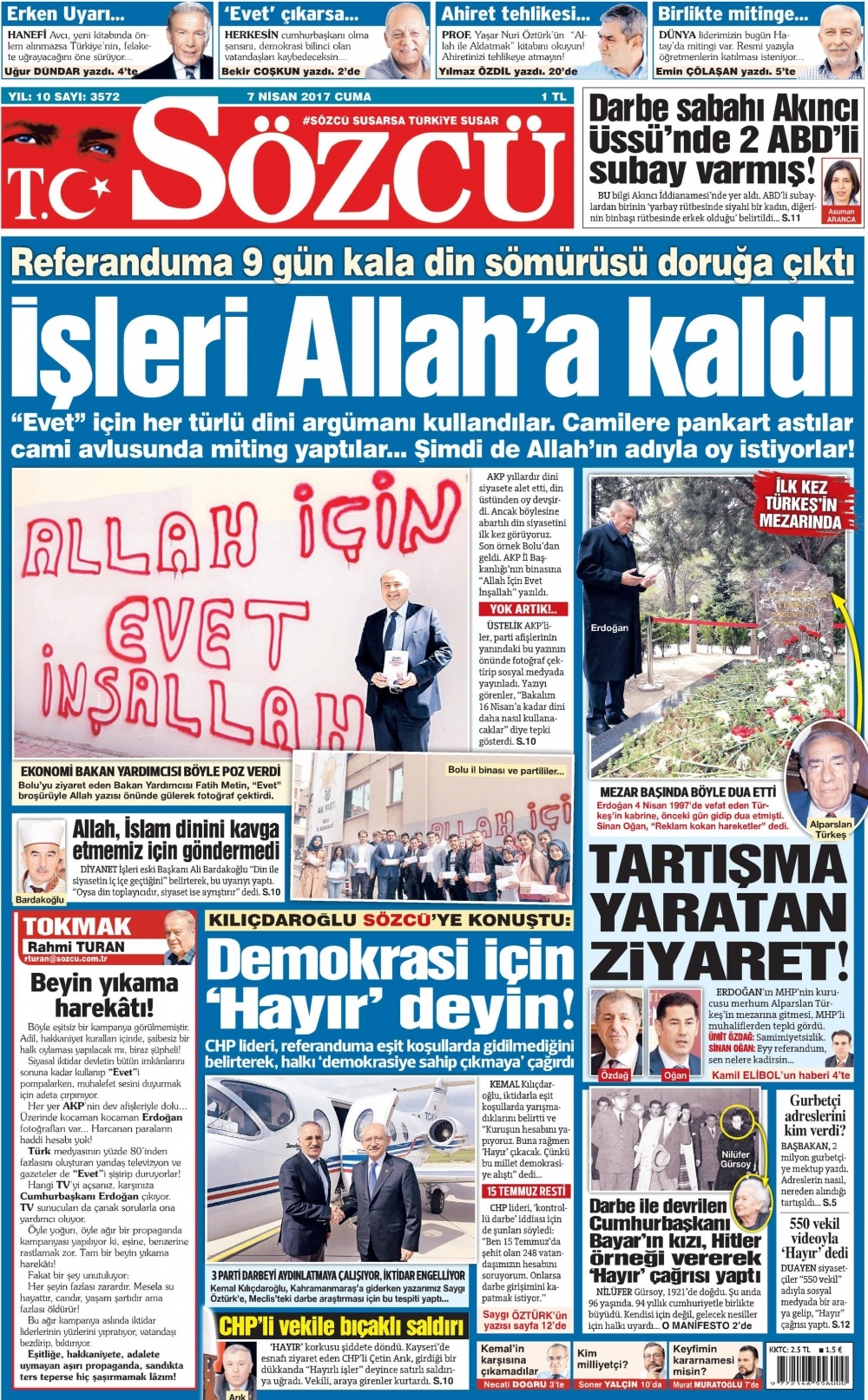 7 Nisan 2017 gazete manşetleri - 1