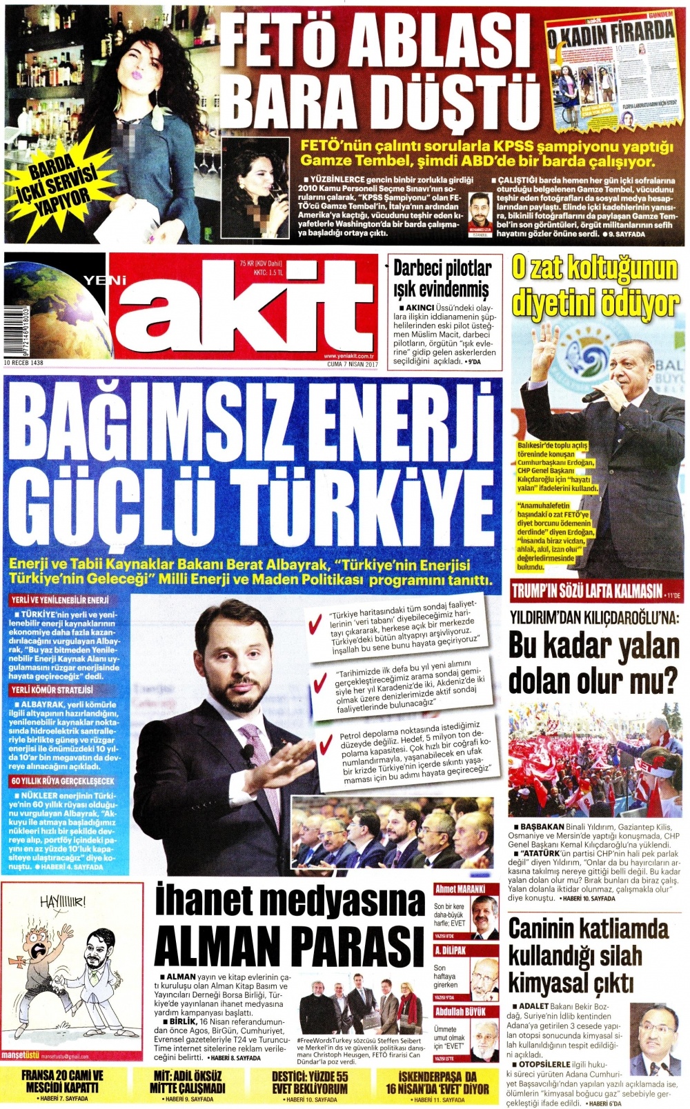 7 Nisan 2017 gazete manşetleri - 1