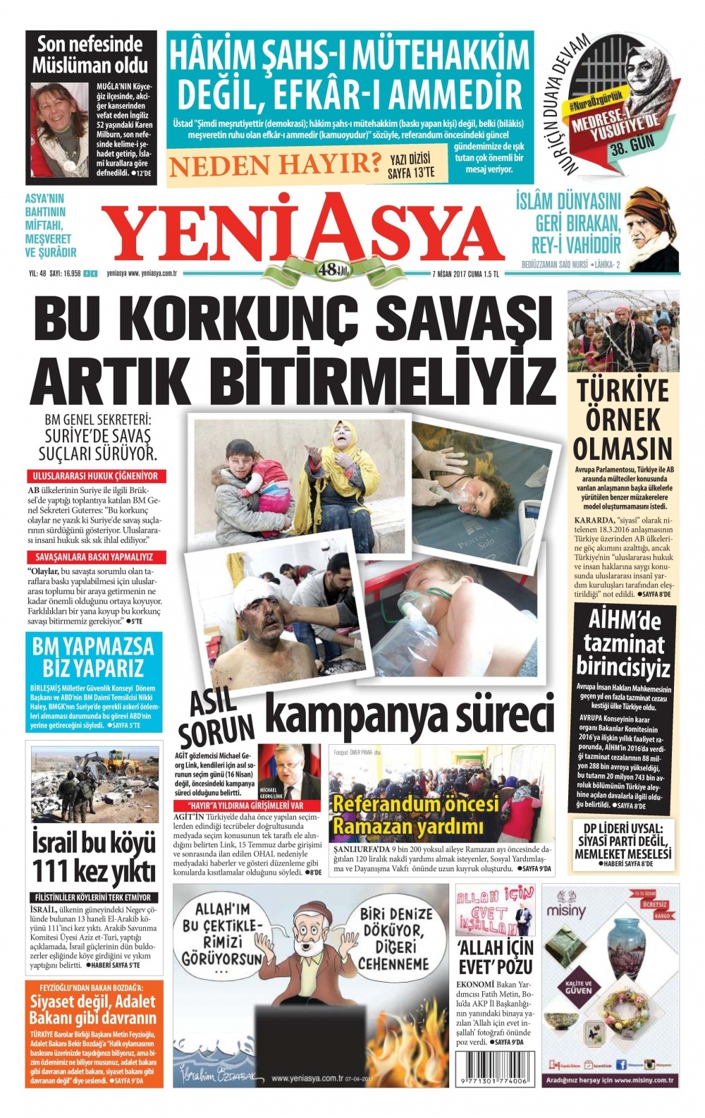 7 Nisan 2017 gazete manşetleri - 1