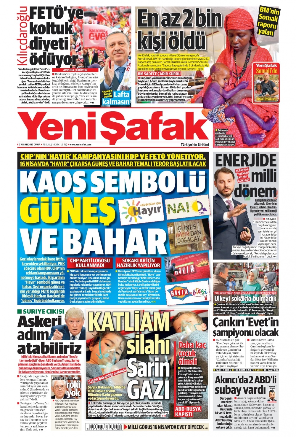 7 Nisan 2017 gazete manşetleri - 1