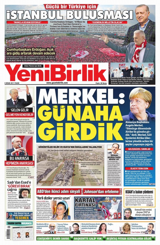 9 Nisan 2017 gazete manşetleri - 9