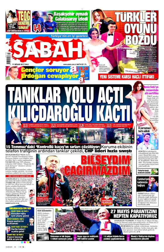 11 Nisan 2017 gazete manşetleri - 11