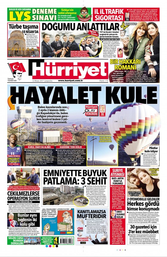 12 Nisan 2017 gazete manşetleri - 2