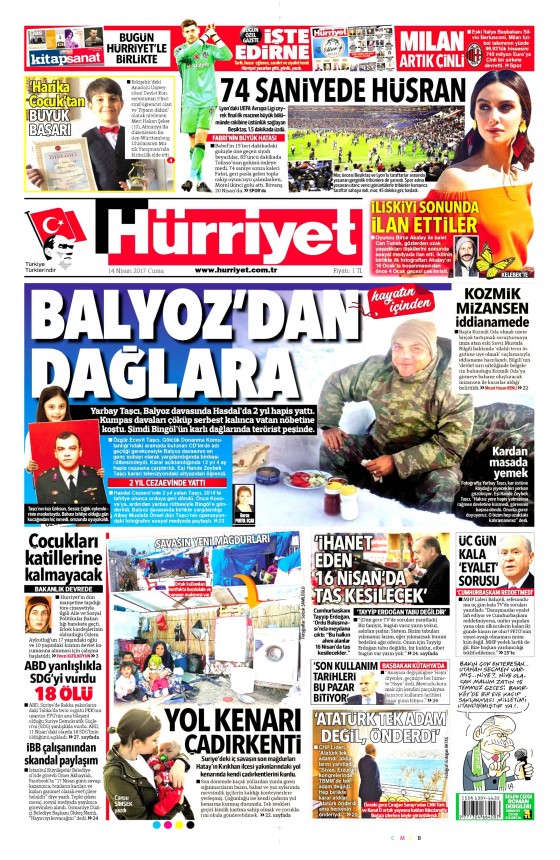 14 Nisan Cuma 2017 gazete manşetleri - 3