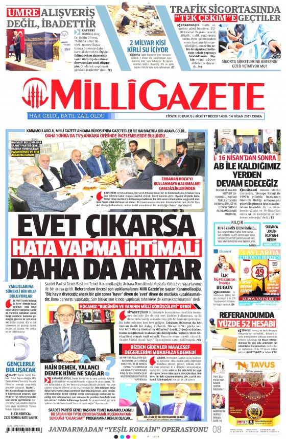 14 Nisan Cuma 2017 gazete manşetleri - 4