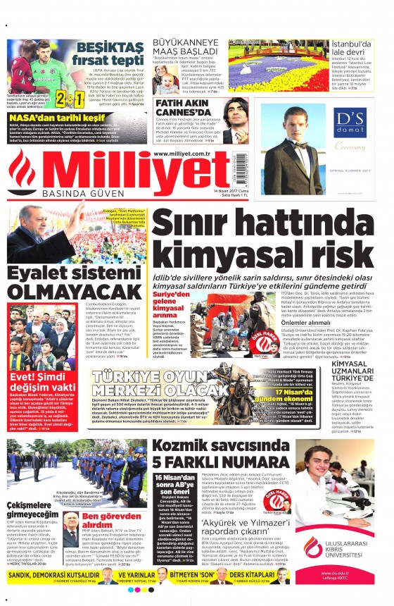 14 Nisan Cuma 2017 gazete manşetleri - 6