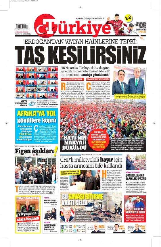 14 Nisan Cuma 2017 gazete manşetleri - 15