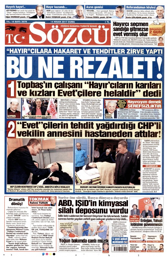 14 Nisan Cuma 2017 gazete manşetleri - 17