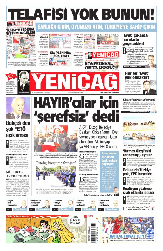 14 Nisan Cuma 2017 gazete manşetleri - 16