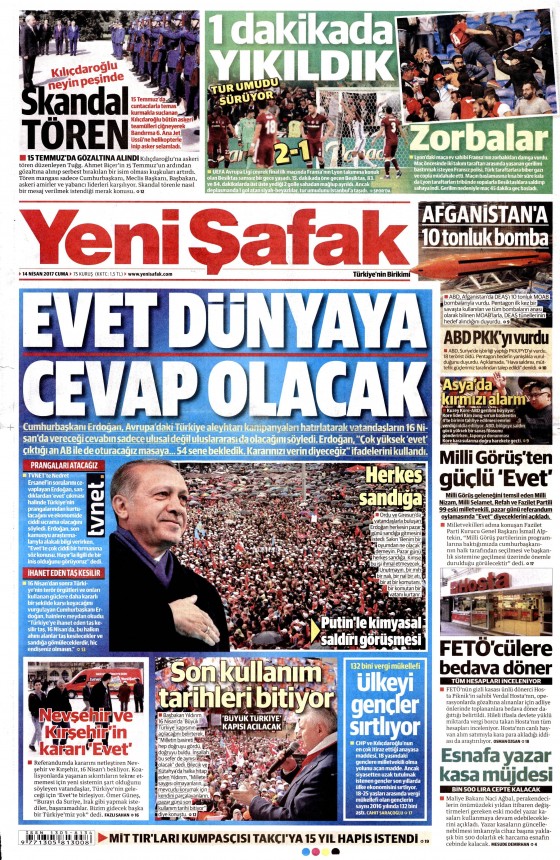 14 Nisan Cuma 2017 gazete manşetleri - 19