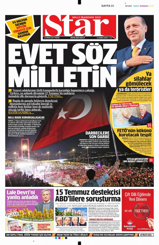 16 Nisan Cuma 2017 gazete manşetleri - 7