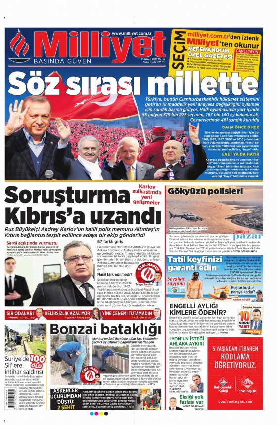 16 Nisan Cuma 2017 gazete manşetleri - 6