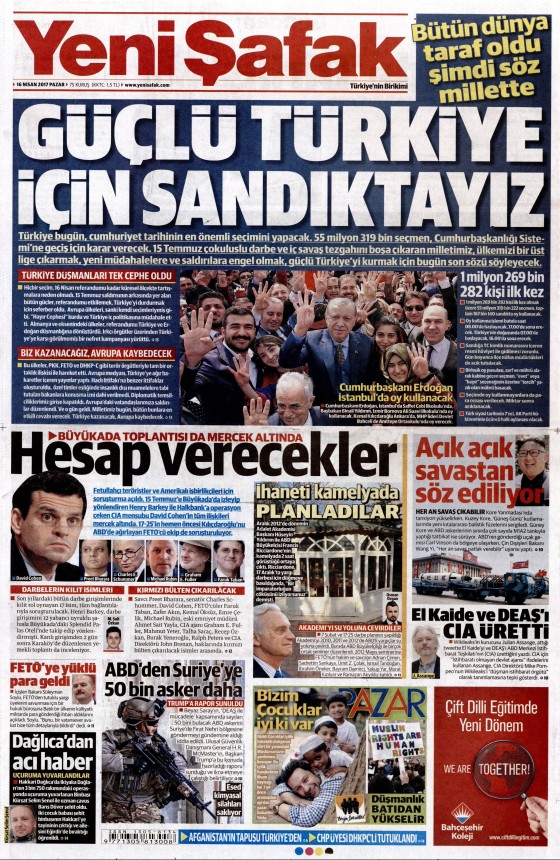 16 Nisan Cuma 2017 gazete manşetleri - 8