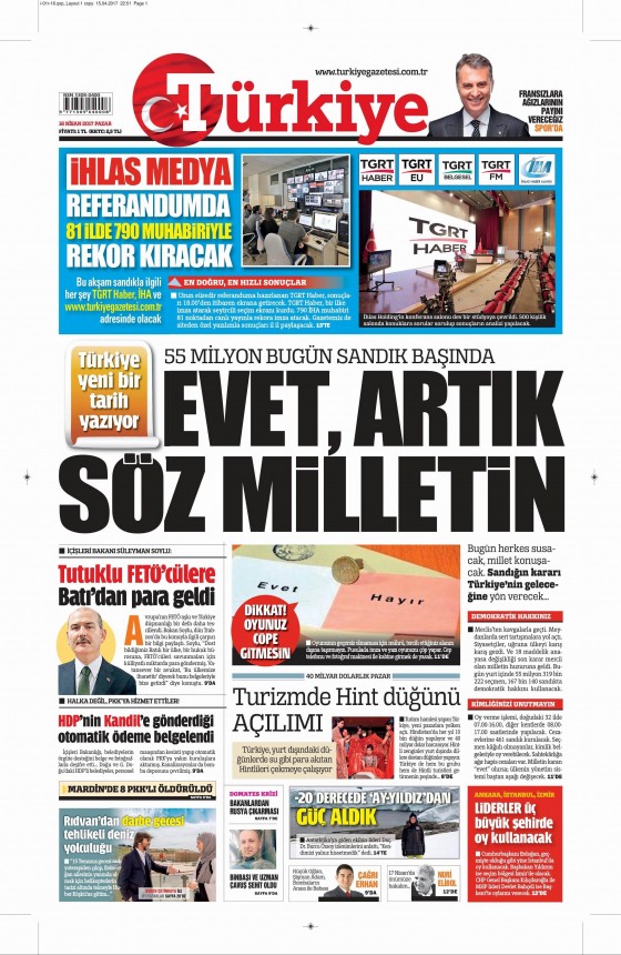 16 Nisan Cuma 2017 gazete manşetleri - 10