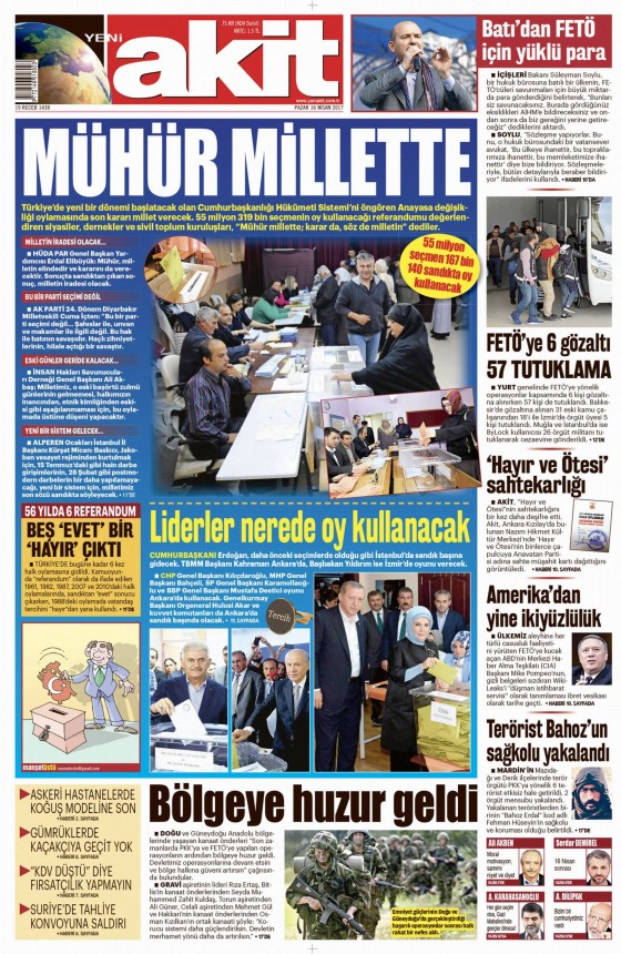 16 Nisan Cuma 2017 gazete manşetleri - 11