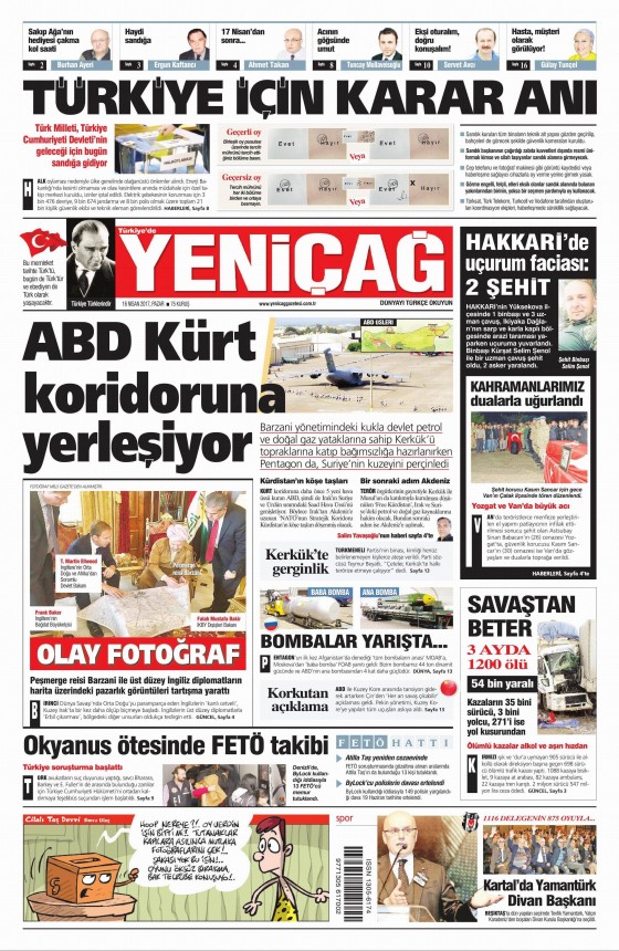 16 Nisan Cuma 2017 gazete manşetleri - 14